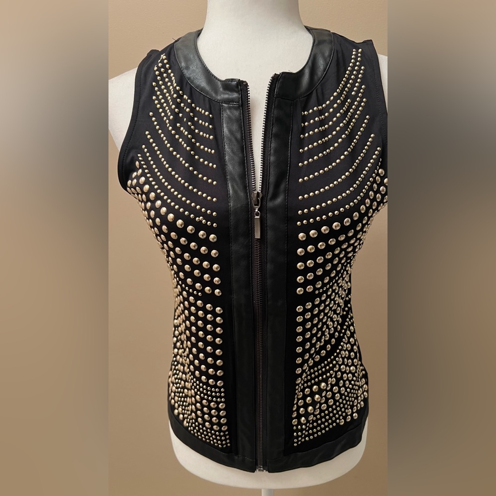 Brand new zip up vest with metal studs